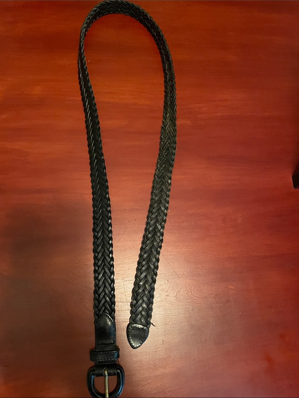 Braided Full Grain Leather Belt — Black Men’s